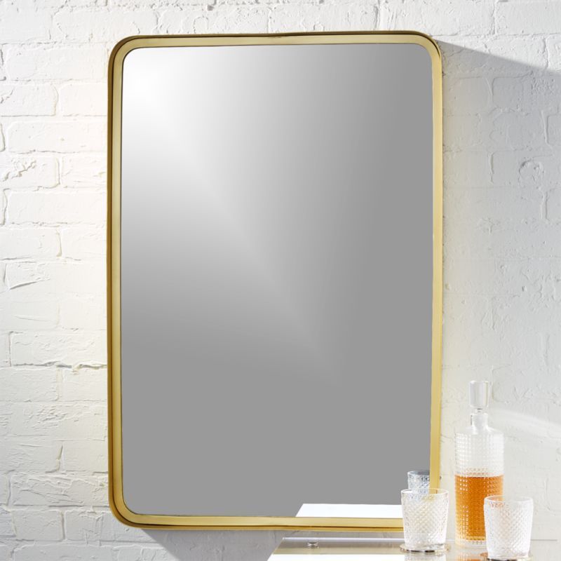 24.5"x36" croft brass wall mirror | CB2