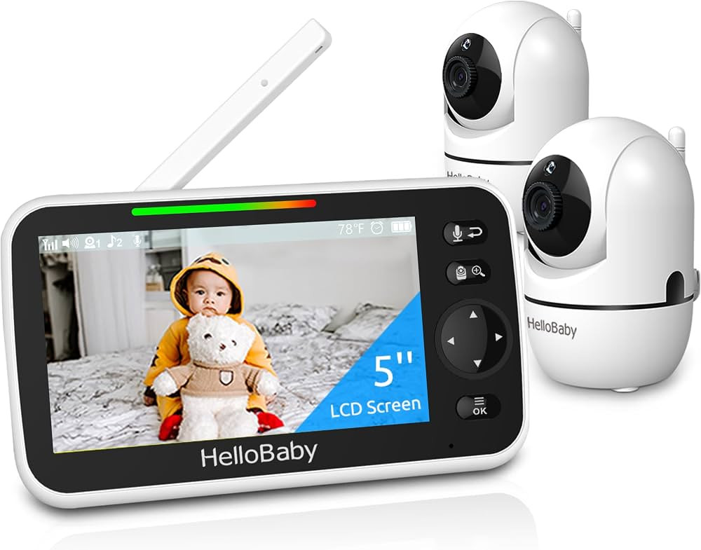 HelloBaby 5’’ Baby Monitor with 26-Hour Battery, 2 Cameras Pan-Tilt-Zoom, 1000ft Range Video ... | Amazon (US)