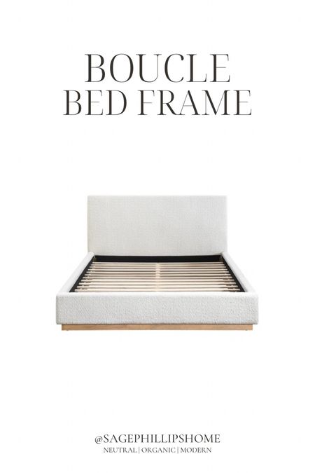 boucle bed frame with a natural wood detailing 😍 

#LTKhome #LTKsalealert #LTKstyletip