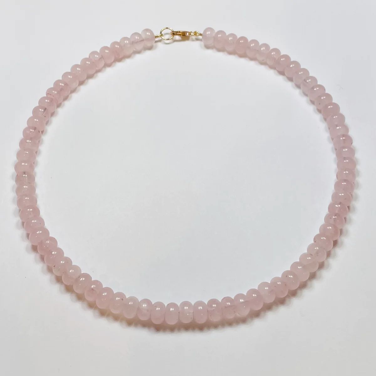 smooth rose quartz candy necklace | Theodosia Jewelry