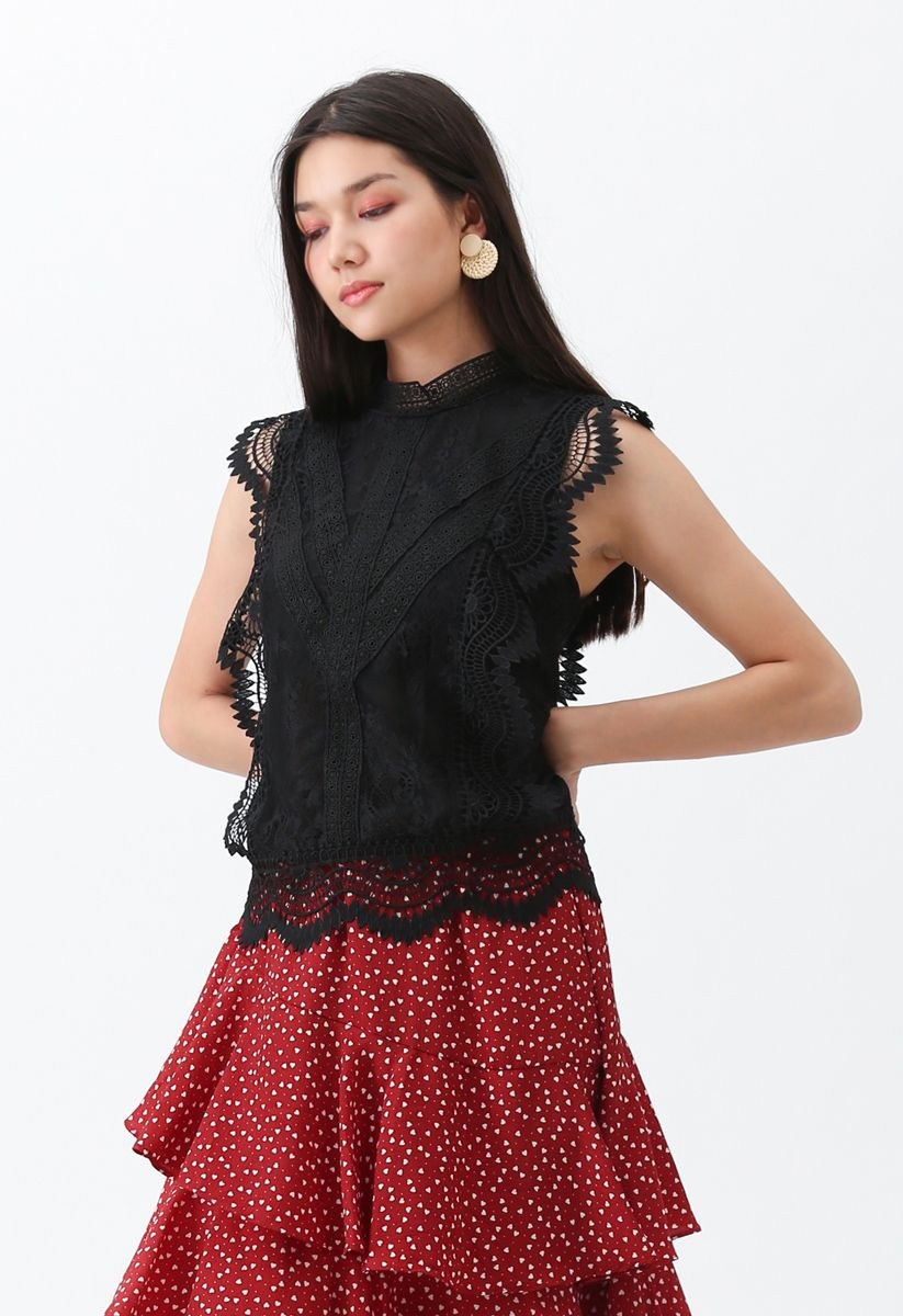 Lace is More Sleeveless Top in Black | Chicwish