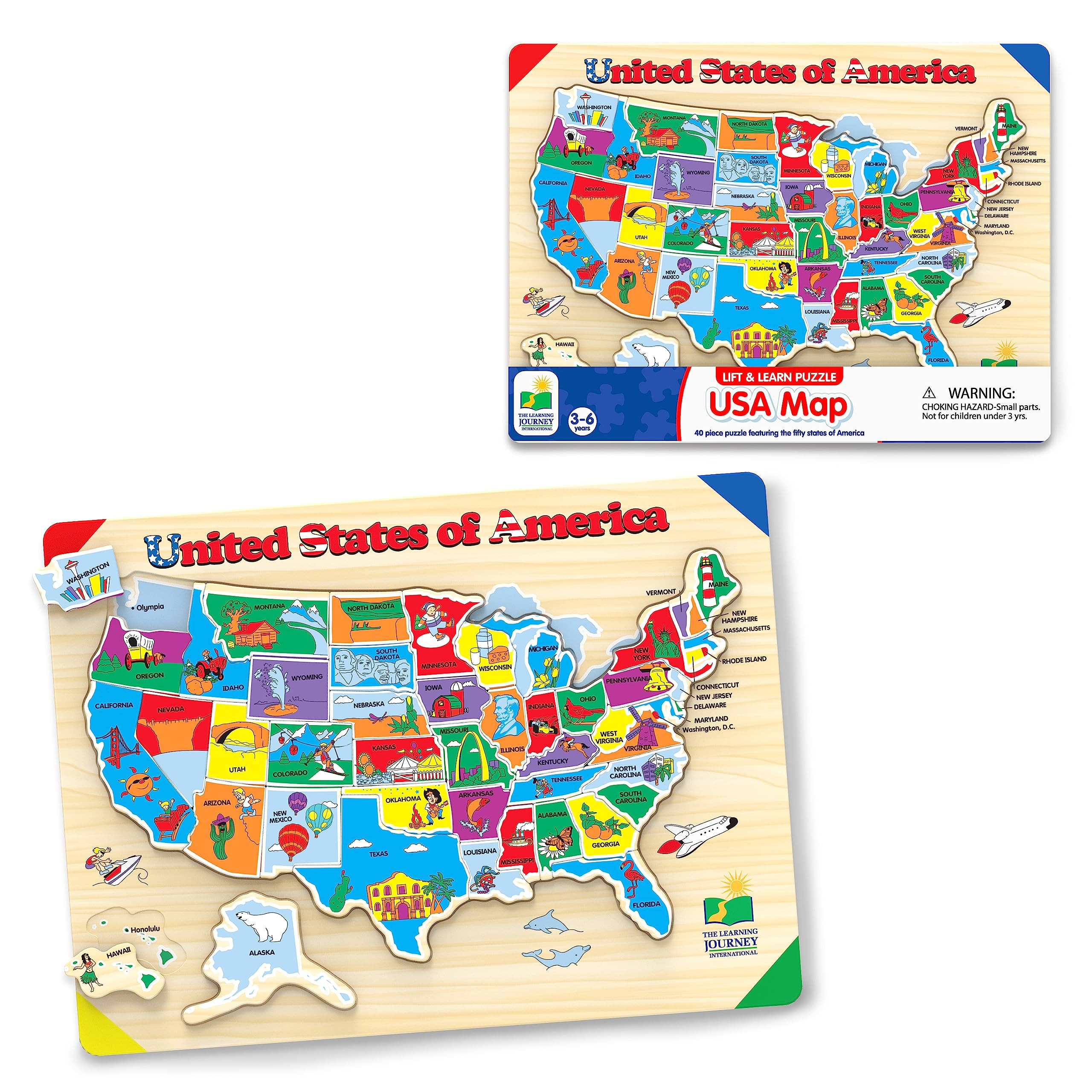 The Learning Journey Lift & Learn Puzzle - USA Map Puzzle for Kids - Preschool Toys & Gifts for B... | Amazon (US)
