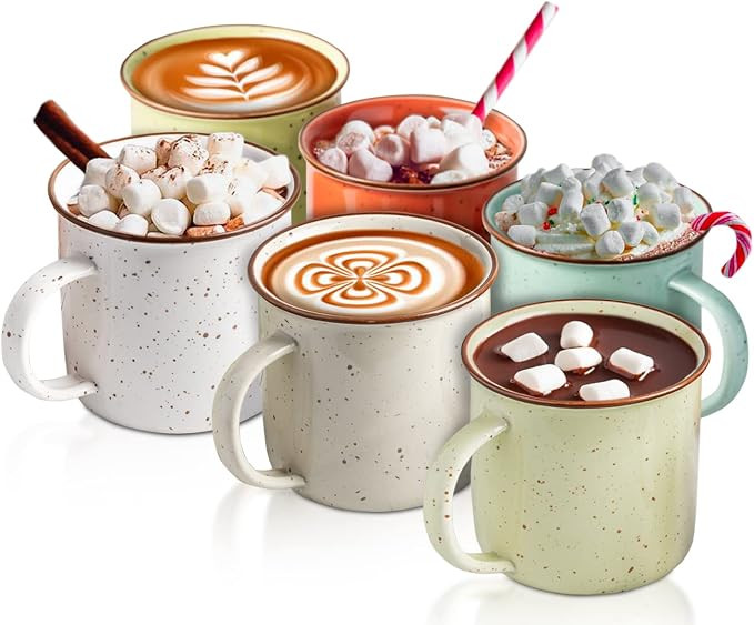 Speckled Campfire Style Mugs - Set of 6-14 oz - Cozy Colors -Coffee Cups - Camping Coffee Mugs - ... | Amazon (CA)