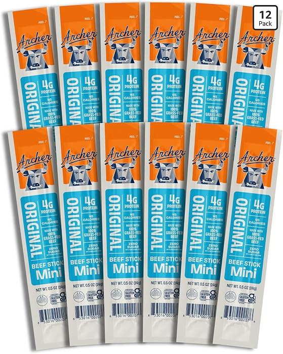 Archer Jerky Mini Beef Jerky Sticks - Grass Fed Beef Sticks Individually Wrapped, Bulk Snack Pack... | Amazon (US)
