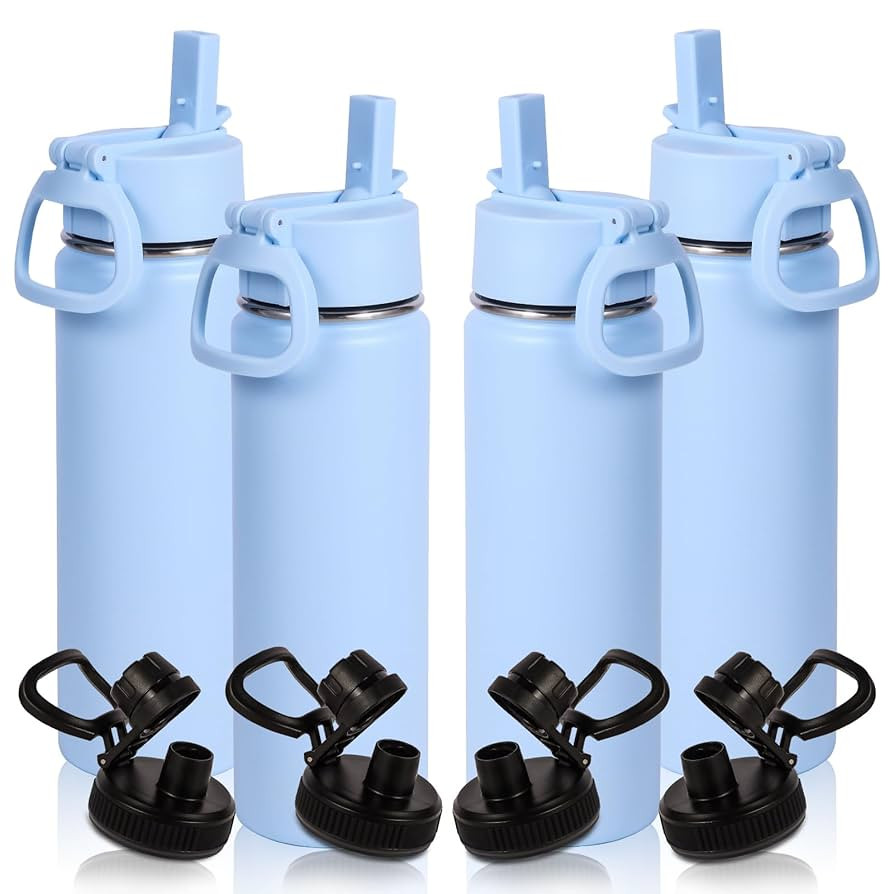 Volhoply 20oz Insulated Stainless Steel Water Bottle With Straw Lid Bulk 4 Pack,Kids Double Wall ... | Amazon (US)