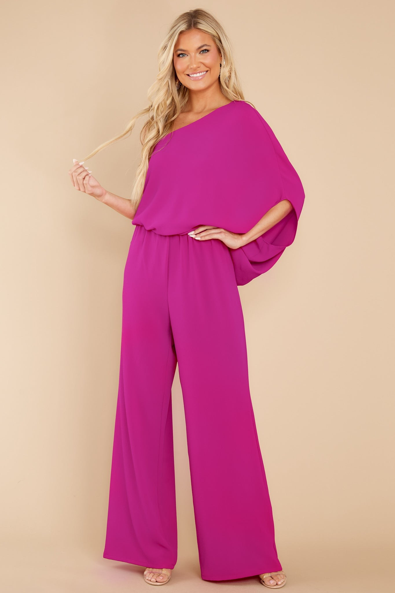 Dreaming Of New Fuchsia One Shoulder Jumpsuit | Red Dress 