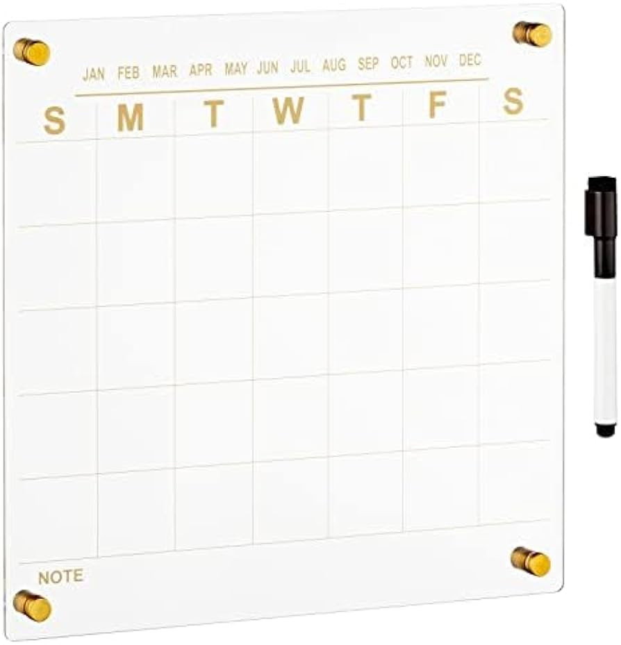 mDesign Modern Acrylic Calendar for Wall with Dry Erase Marker - Wall Mount Monthly Planner Board... | Amazon (US)