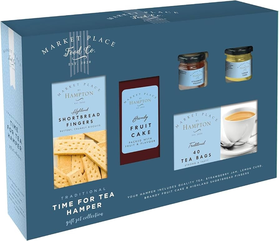 Tea & Biscuits Gift Set - Traditional Time For Tea Gift Hamper with Strawberry Jam, Lemon Curd, B... | Amazon (UK)