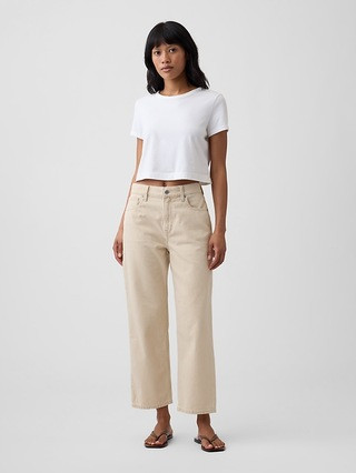 Low Slung Stripe Relaxed Straight Crop Jeans | Gap Factory