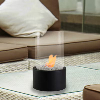 Northlight 6.25-in W Black Steel Round Tabletop Liquid propane Fire table | Lowe's