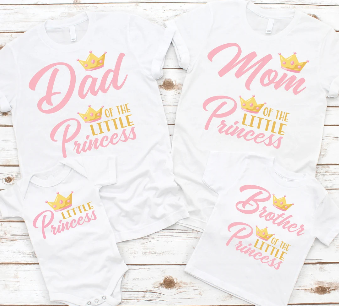 Princess Baby Shower Family Shirts of the Little Princess, Pink Gold Baby Shower, Mom Dad Grandma... | Etsy (US)
