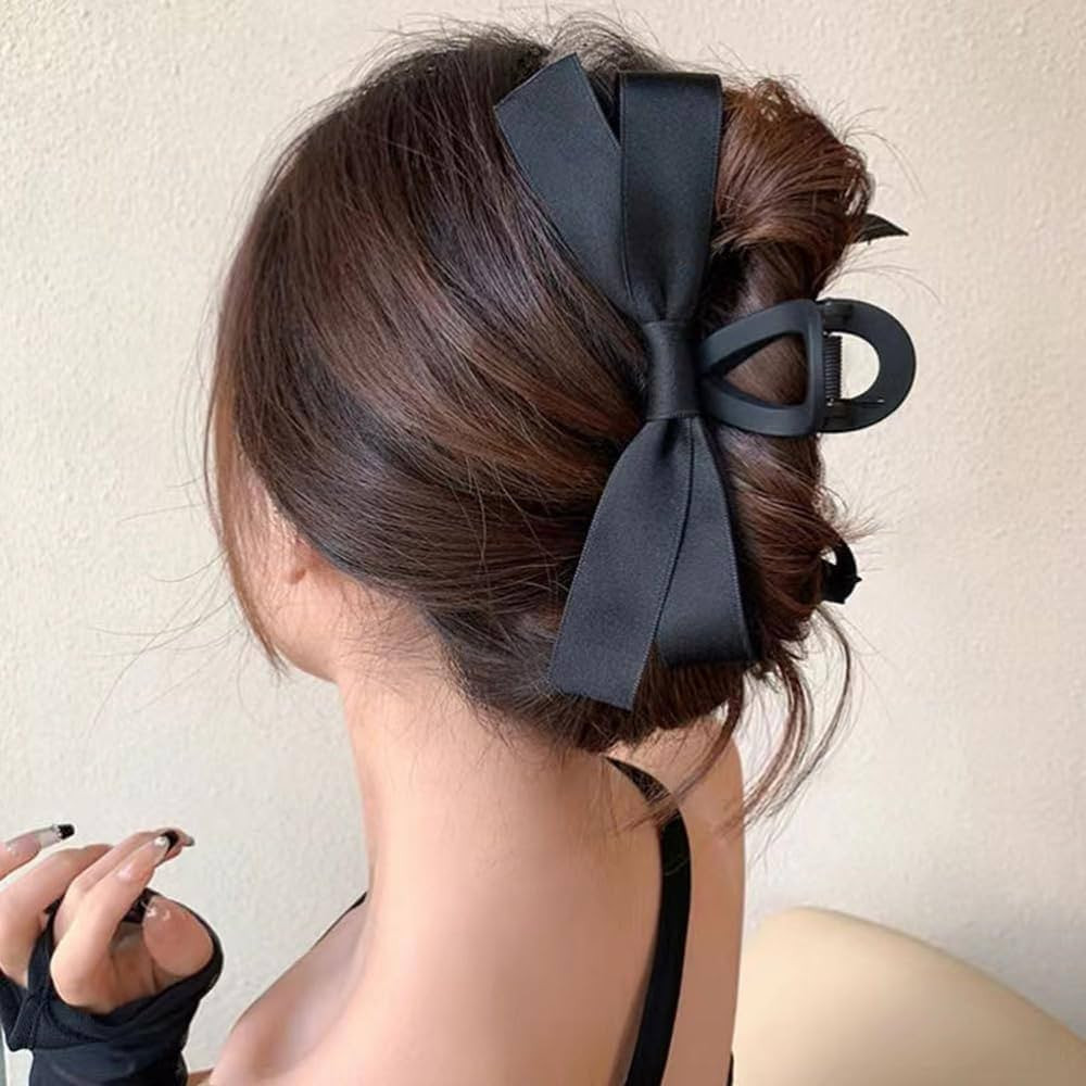 Black Hair Bow Clips for Women Girls, Nonslip Bow Claw Clamps for Thick Thin Hair, French Barrett... | Amazon (CA)