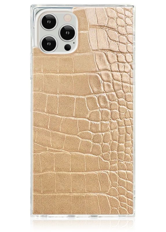 Tan Crocodile Faux Leather SQUARE iPhone Case | FLAUNT