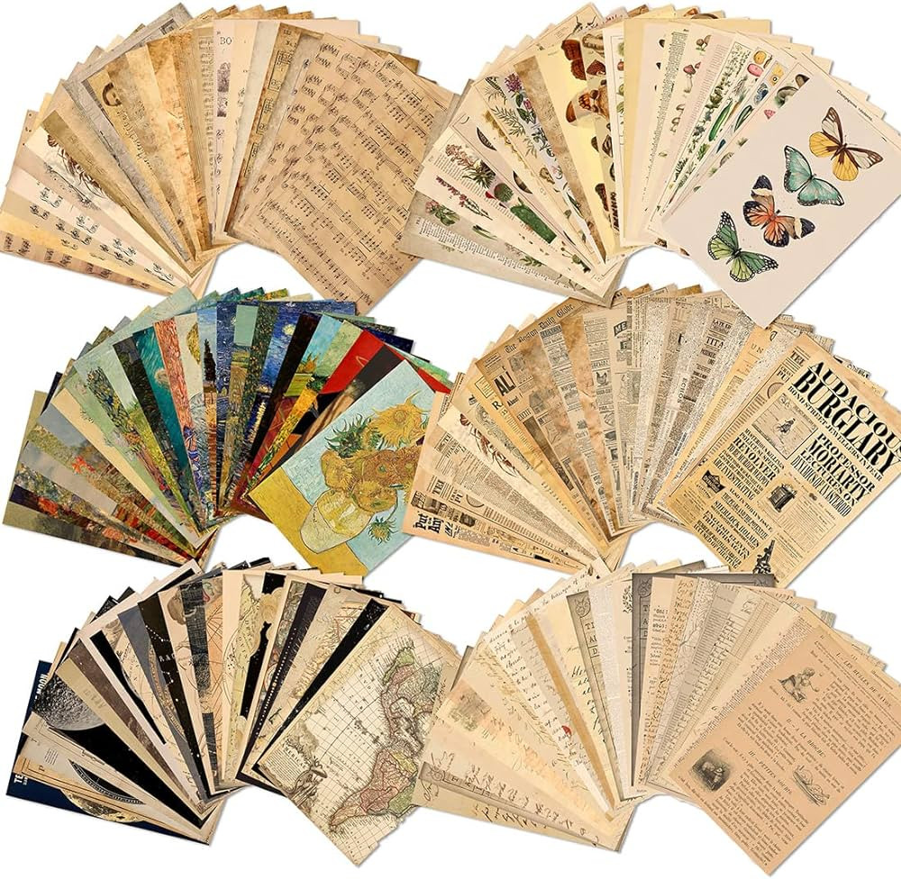 150 Sheets of Scrapbook Paper, Aesthetic Vintage Scrapbooking Supplies Pack, Ephemera for Junk Jo... | Amazon (US)