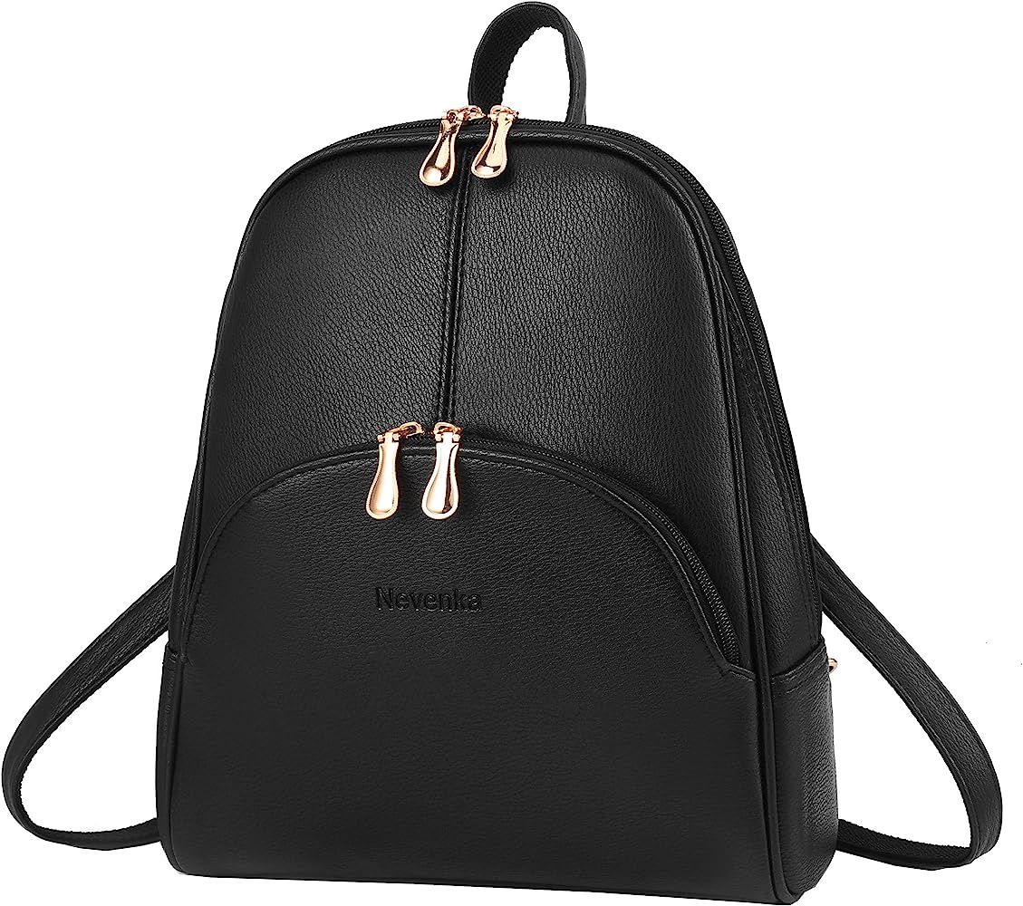 Nevenka Backpack Purse for Women Casual Shoulder Bag PU Leather Zipper Closure Adjustable Strap… | Amazon (US)
