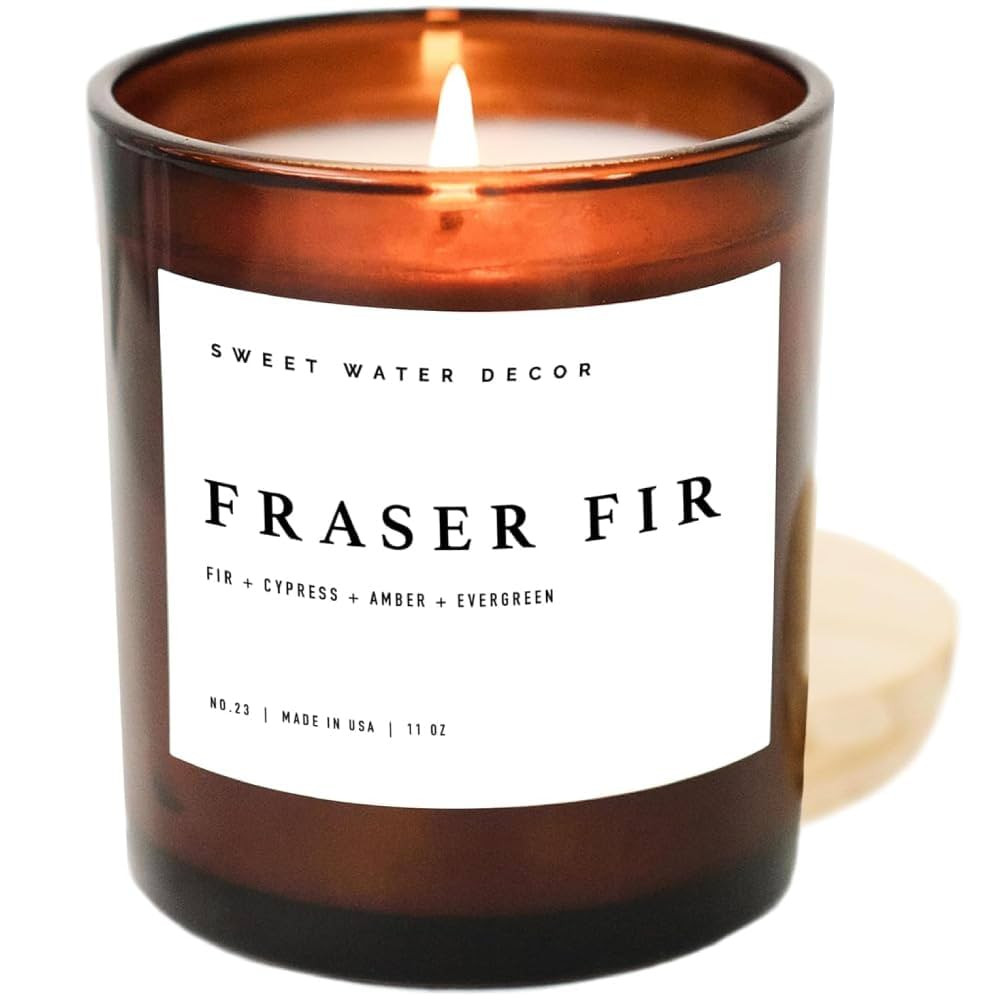 Sweet Water Decor Fraser Fir Soy Candle | Cypress, Evergreen, Cedar, and Fir Balsam Holiday Scent... | Amazon (US)