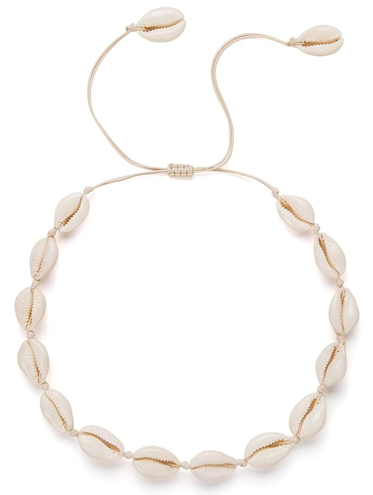 Nackiy Handmade Sea Shell Necklace for Women Summer Adjustable Natural Shell Collar Necklace (Bei... | Amazon (US)