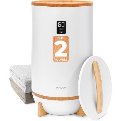 SereneLife Single Touch Towel & Blanket Warmer - Luxury Heater with LED Ring and Fragrant Disc Holder (Bamboo) | Target