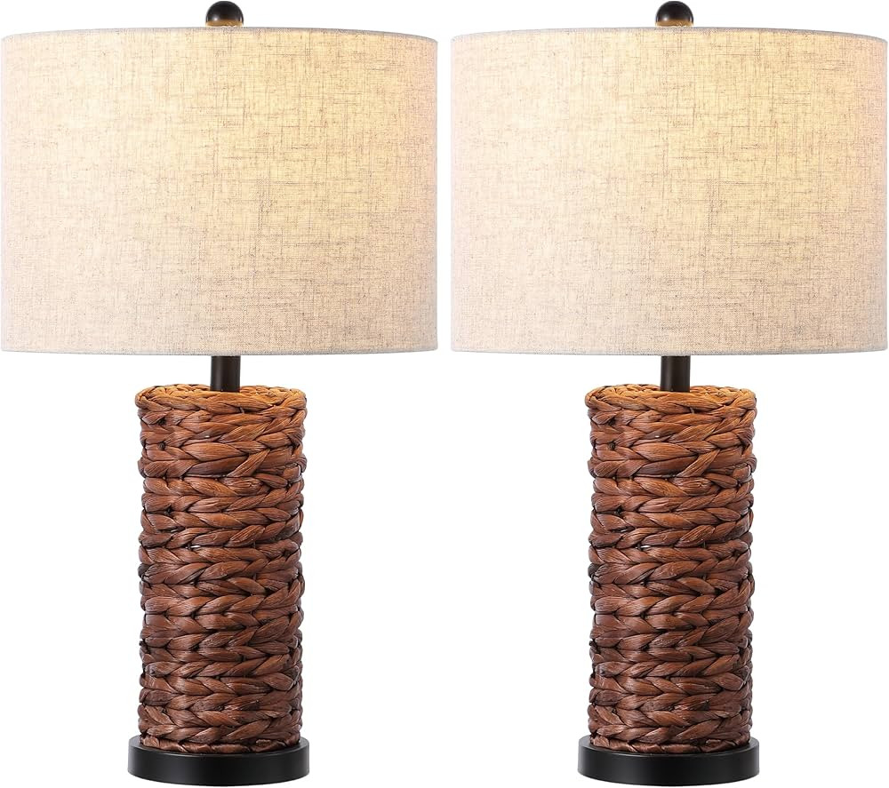 JONATHAN Y JYL6502B-SET2 Elicia 25" Coastal Water Hyacinth LED Table Lamp for Bedroom, Living Roo... | Amazon (US)