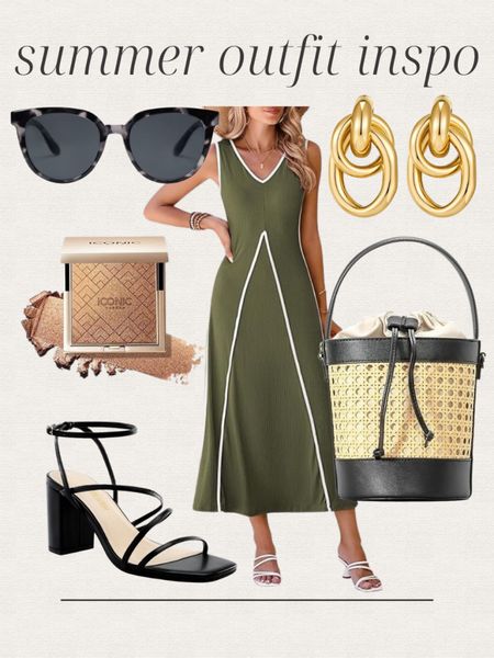 Amazon summer outfit inspo, maxi dress, charm necklace, gold earrings, bucket handbag, sunglasses, black heels, vacation outfit, date night outfit 

#LTKItBag #LTKStyleTip #LTKFindsUnder50