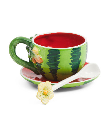 3pc Watermelon Cup And Saucer With Spoon Set | TJ Maxx