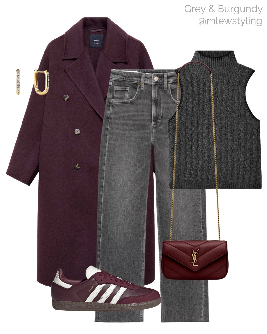 Grey & burgundy 🩶

Tags: mango burgundy oversized wool coat, autumn outift, sleeveless turtleneck sweater, Zara grey jeans, ysl burgundy crossbody bag, adidas samba sneakers, elevated fall fashion

#LTKShoeCrush #LTKStyleTip #LTKItBag