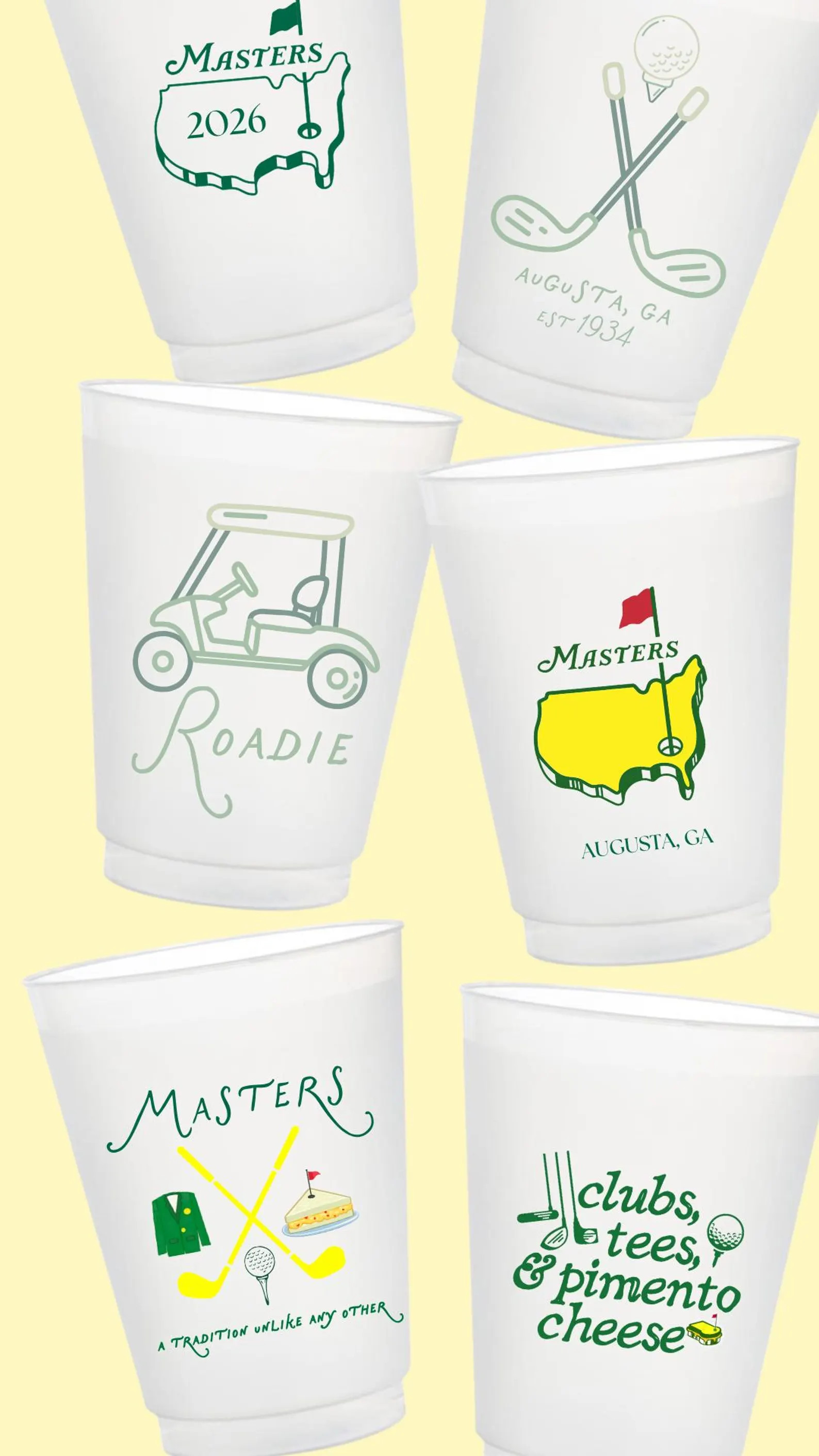 Masters Golf Tournament Frosted Cups | Preppy Golf Party Drinkware (Set of 8) | Etsy (US)