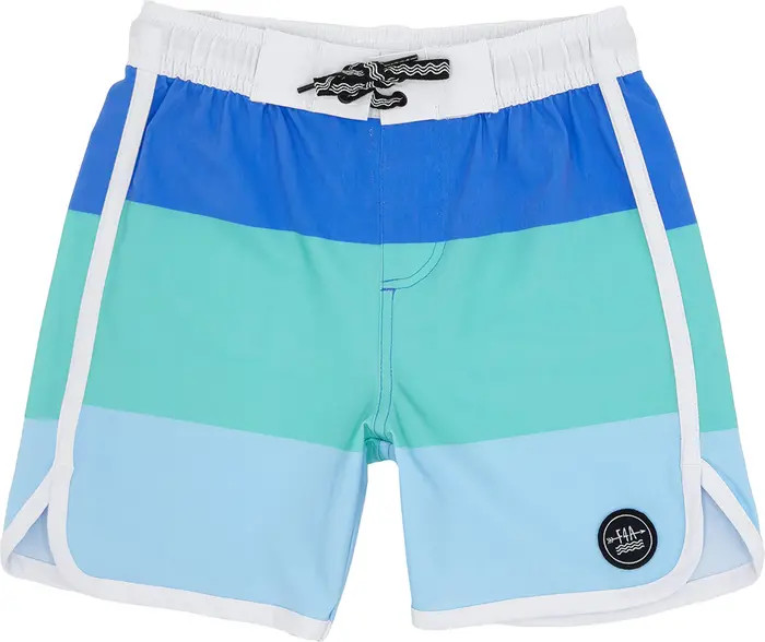 Feather 4 Arrow Kids' Block Stripe Board Shorts | Nordstrom | Nordstrom