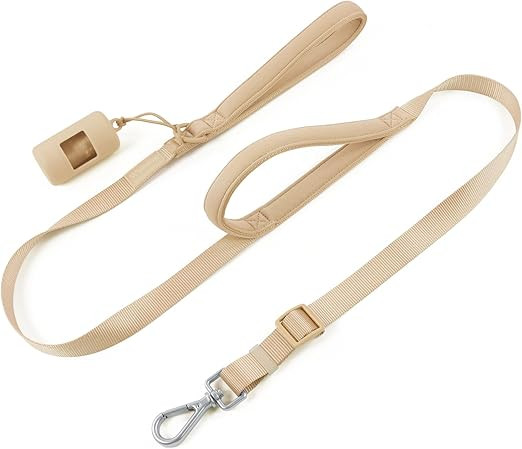 Wisedog Double Handle Dog Leash with Poop Bag Holder - Two Soft Padded Handles with Traffic Contr... | Amazon (US)