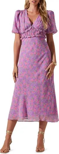 Esperanza Floral Back Cutout Midi Dress | Nordstrom