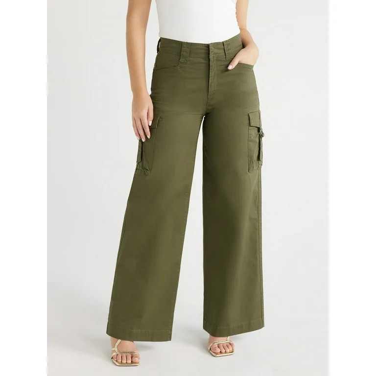 Sofia Jeans Women's Wide Leg Cargo Pants, 32" Inseam, Sizes 0-22 | Walmart (US)