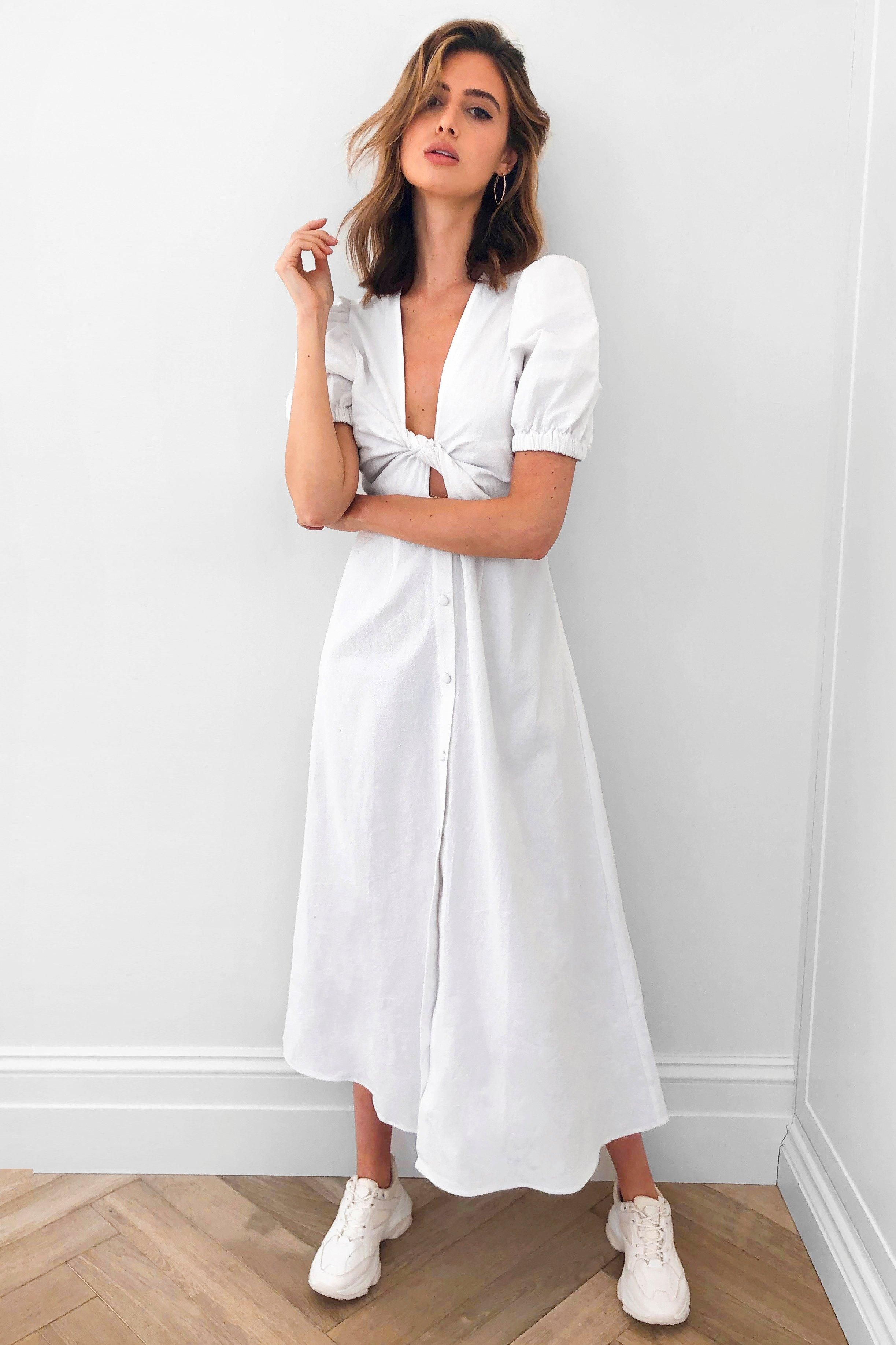 Cut Out V Neck Button Maxi Dress | Nasty Gal (US)