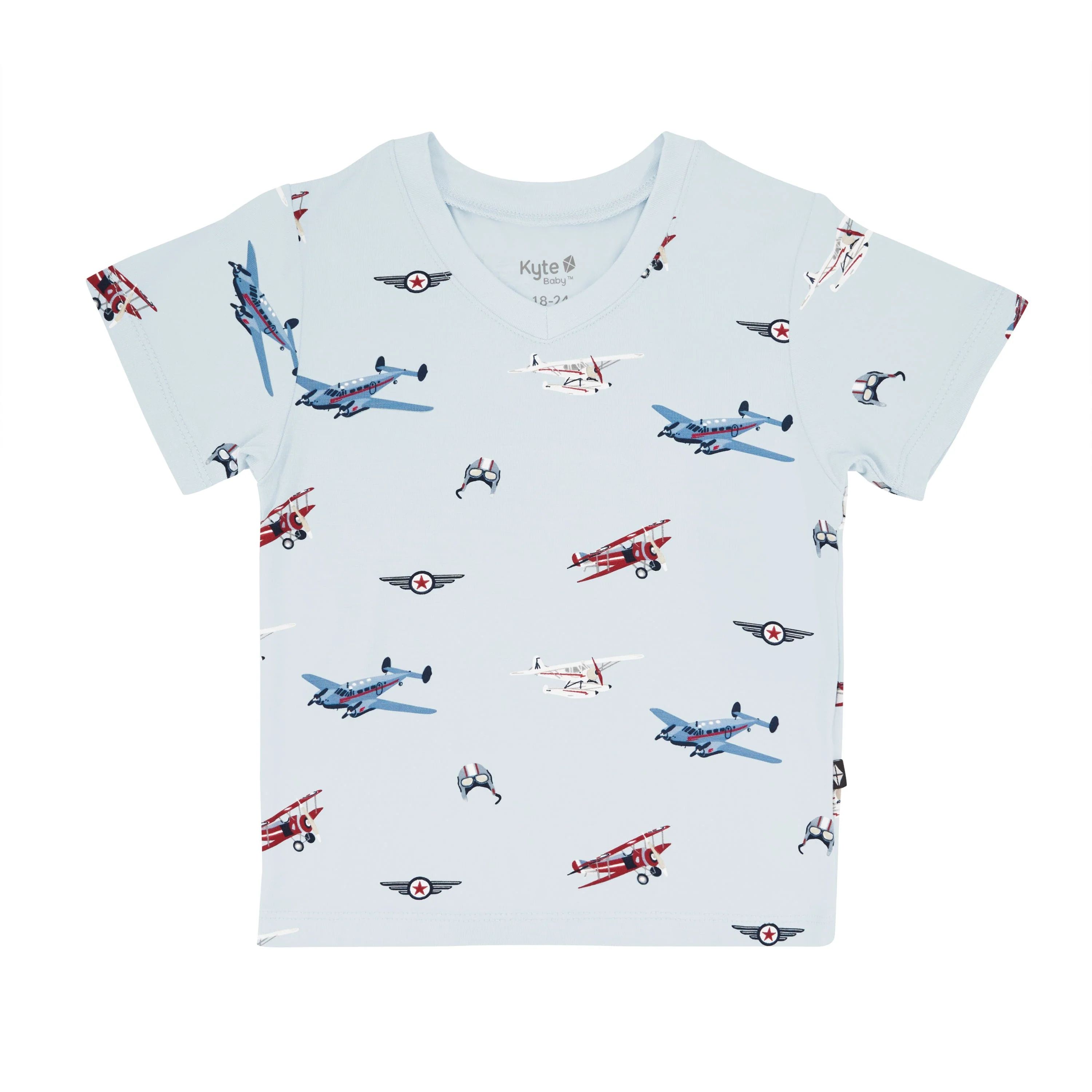 Toddler V-Neck Tee in Vintage Planes | Kyte BABY