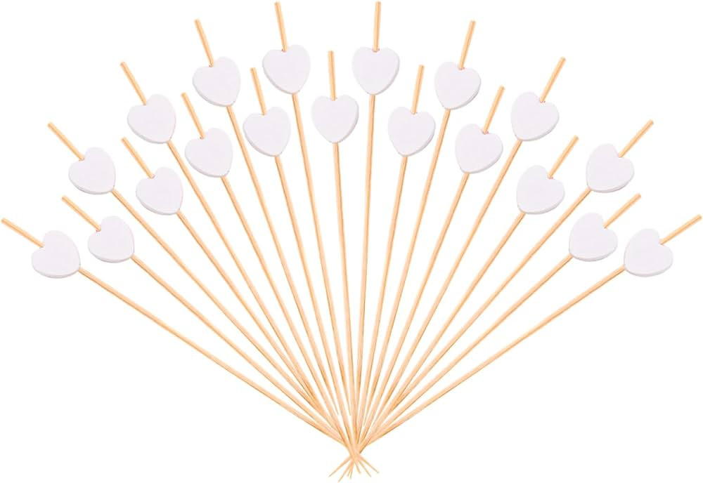 110 Pcs Heart-Shaped Cocktail Picks, 4.7 Inch Tooth picks for Appetizers, Bamboo Cocktail Sticks ... | Amazon (US)