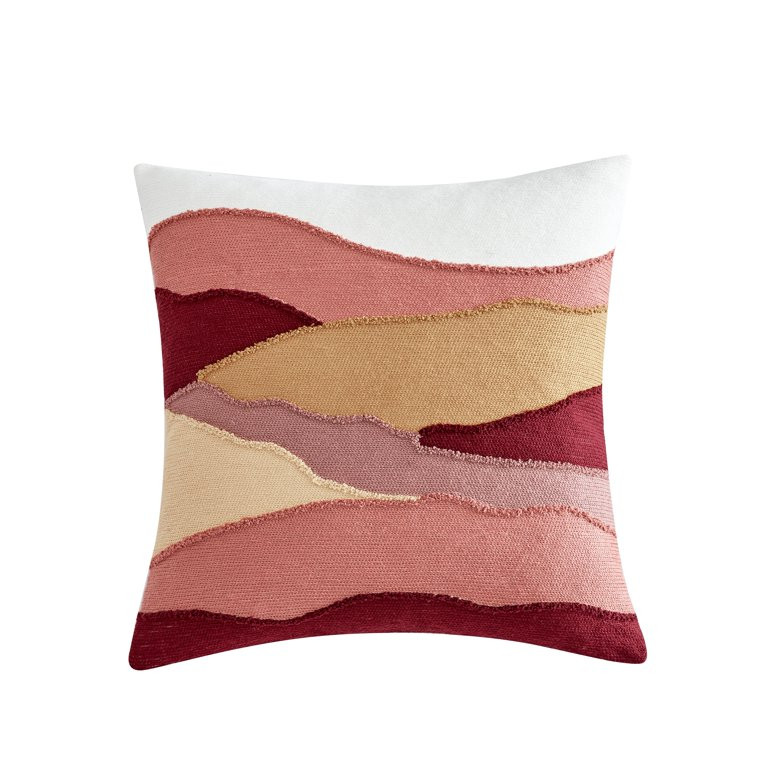 Waves Hooked Embroidery Decorative Throw Pillow, Blush, 18" x 18", Square, 1 Piece - Walmart.com | Walmart (US)
