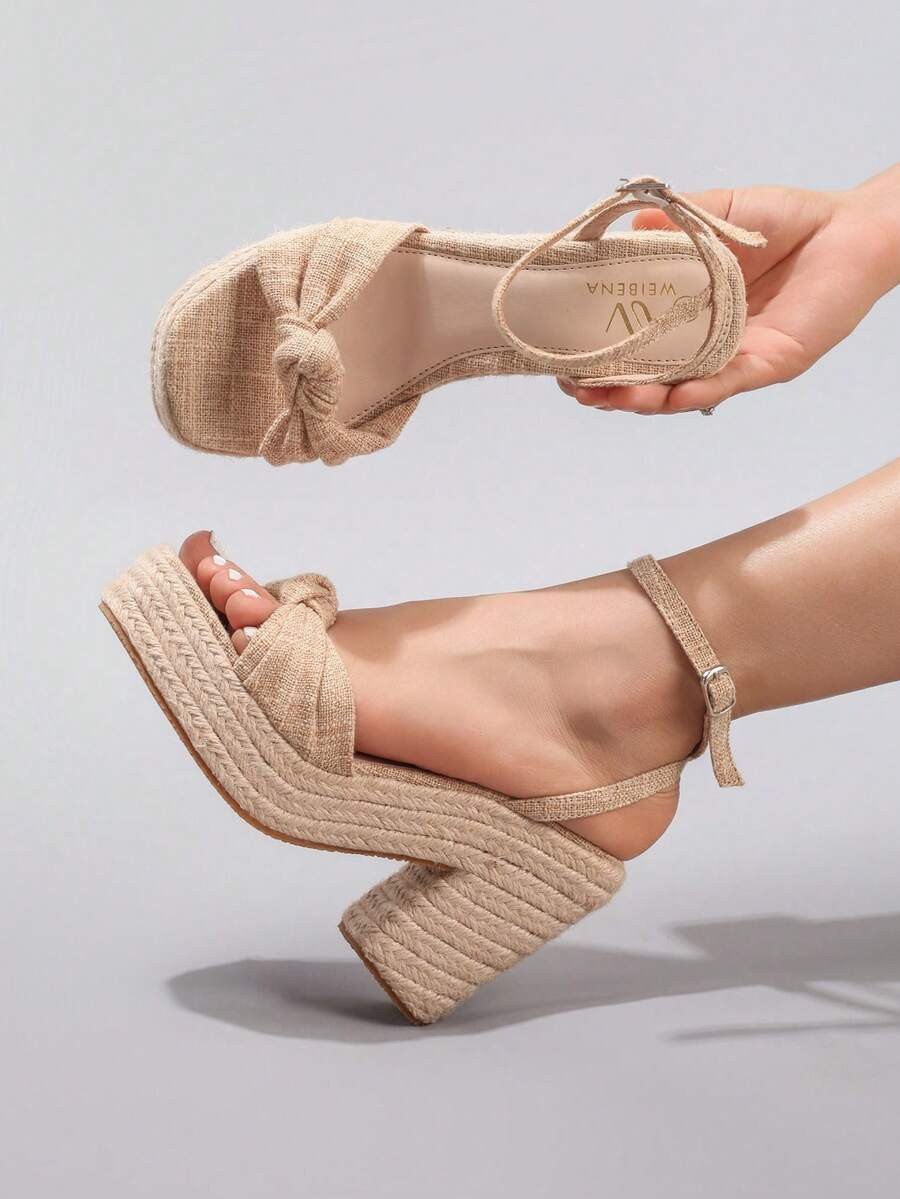 Rope Platform Wedge Twisted Open Toe Summer Vacation Casual High Heel Waterproof Sandals, Daily F... | SHEIN