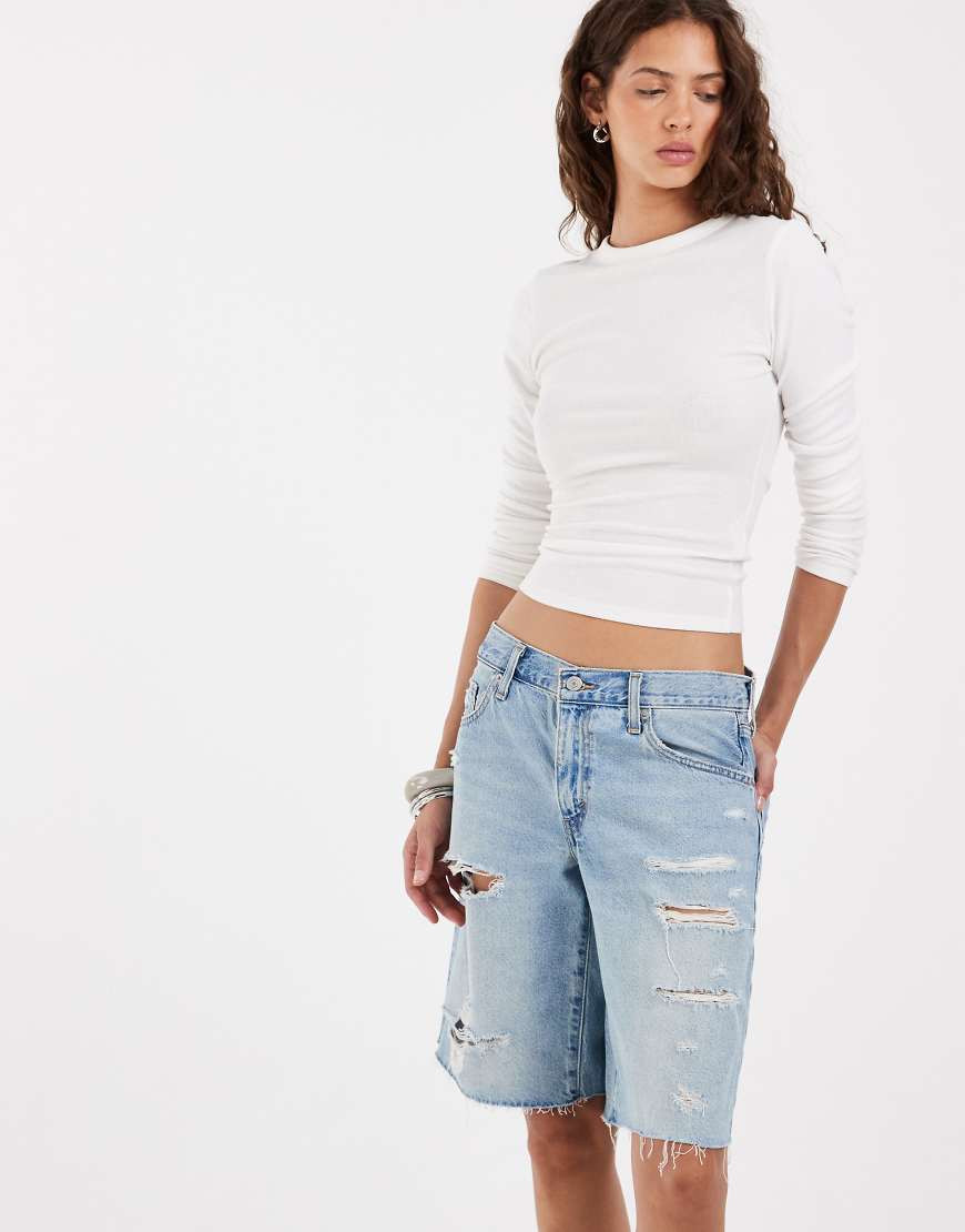 Levi's baggy dad denim jort in bleach wash blue | ASOS (Global)