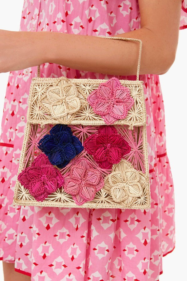 Trapeze Iraca Bag With Flower Appliques | Tuckernuck (US)