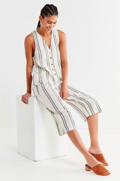 UO Jordan Button-Down Jumpsuit - Blue XS at Urban Outfitters | Urban Outfitters (US and RoW)