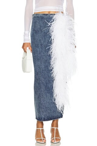 Midi Pencil Skirt in Denim Medium | Revolve Clothing (Global)