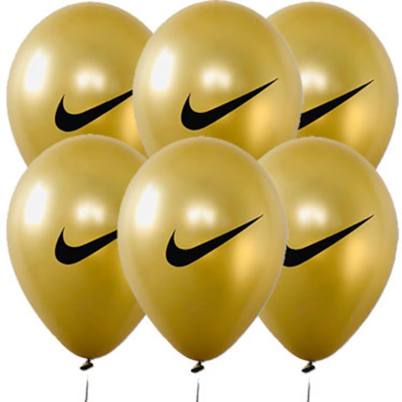 6 Count Gold NIKE Decal Balloons, NIKE Balloons, Gold Balloons, Nike Theme Party, Nike Birthday, ... | Etsy (US)