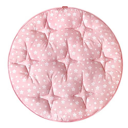 Moonsea Round Kids Play Mat Pink Star Nursery Rug for Baby Girl, Soft Crawling Non Slip Padded Play Mat for Children Toddlers Bedroom and Princess Pop Up Play Tent, Diameter 40'' | Amazon (US)