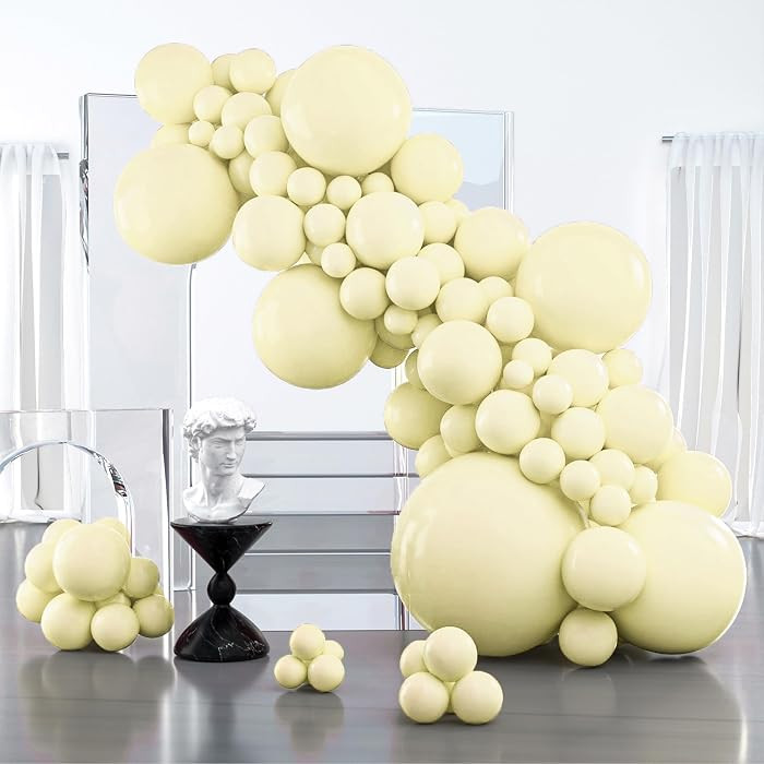 PartyWoo Pastel Yellow Balloons 127 pcs Different Sizes of 36 18 12 10 5 Inch Small Mini Light Pa... | Amazon (US)