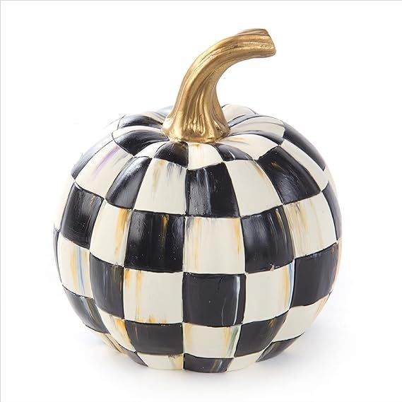 Amazon.com: MacKenzie-Childs Courtly Check Black-and-White Mini Decorative Pumpkin for Fall Decor... | Amazon (US)