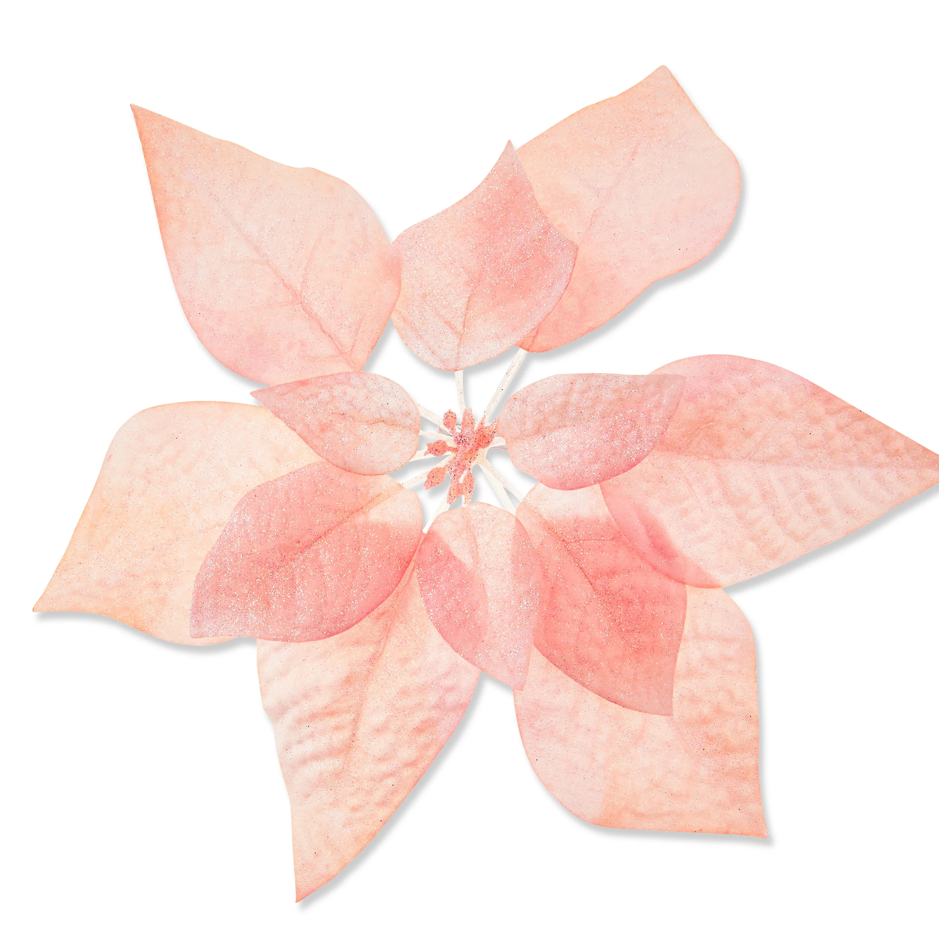 Pink Velvet Poinsettia with Glitter Christmas Clip Ornament, Polyester, 11 in, by Holiday Time | Walmart (US)