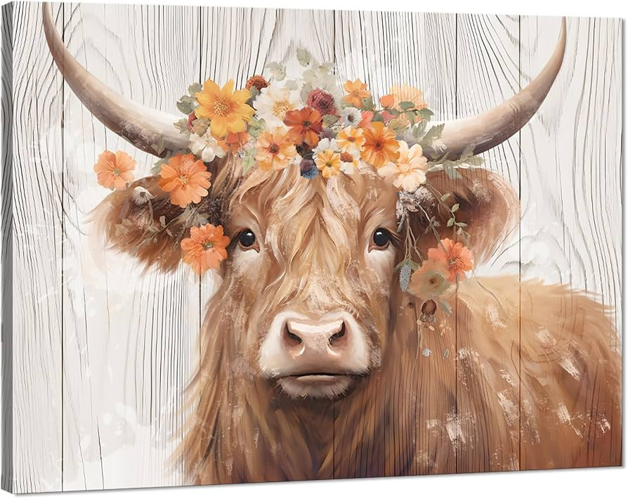 Novatique Highland Cow Wall Art Scottish highland Cow Canvas Art Highland Cow Wall Decor for Farm... | Amazon (US)
