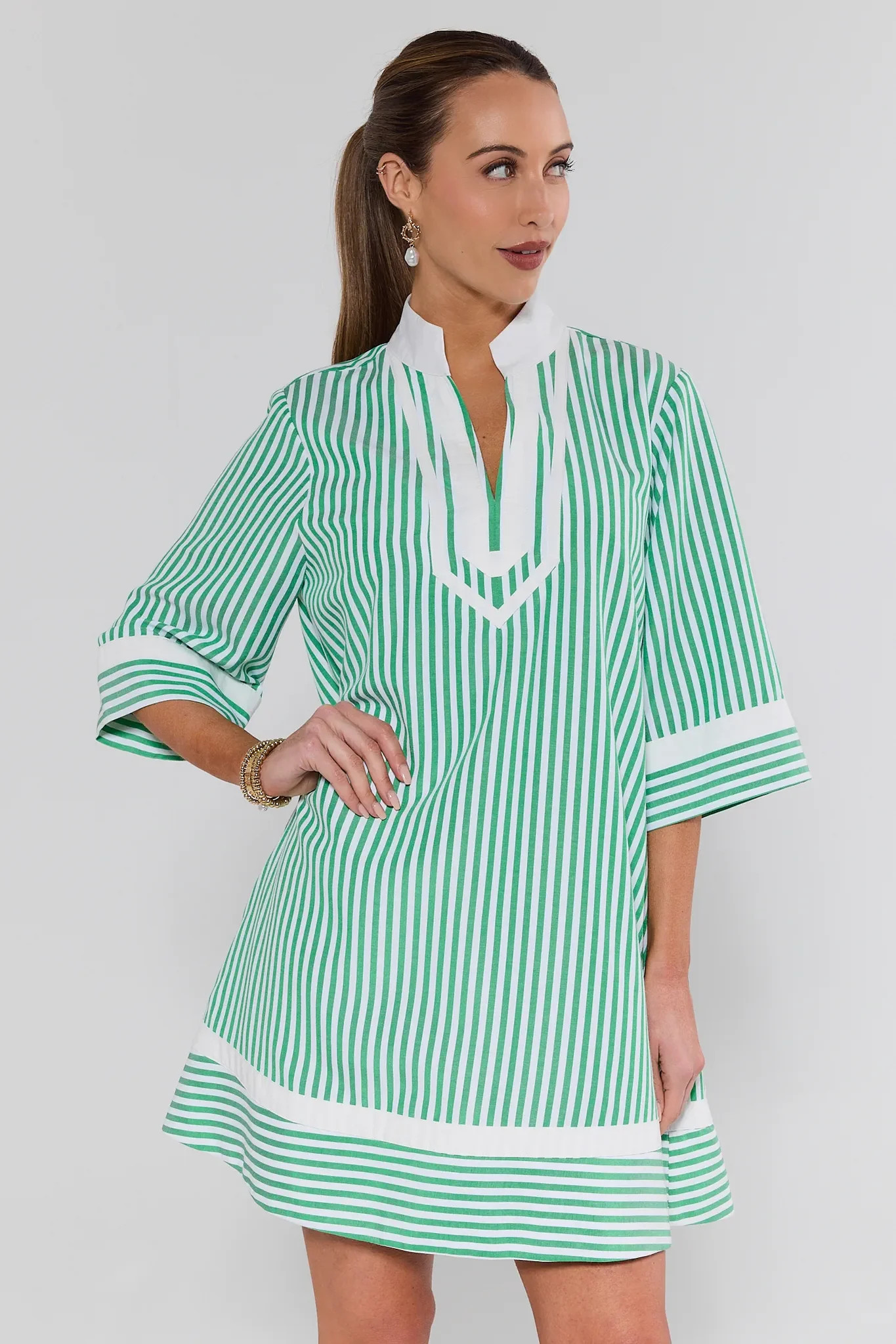 Sonny Green Striped Tunic Dress | Avara