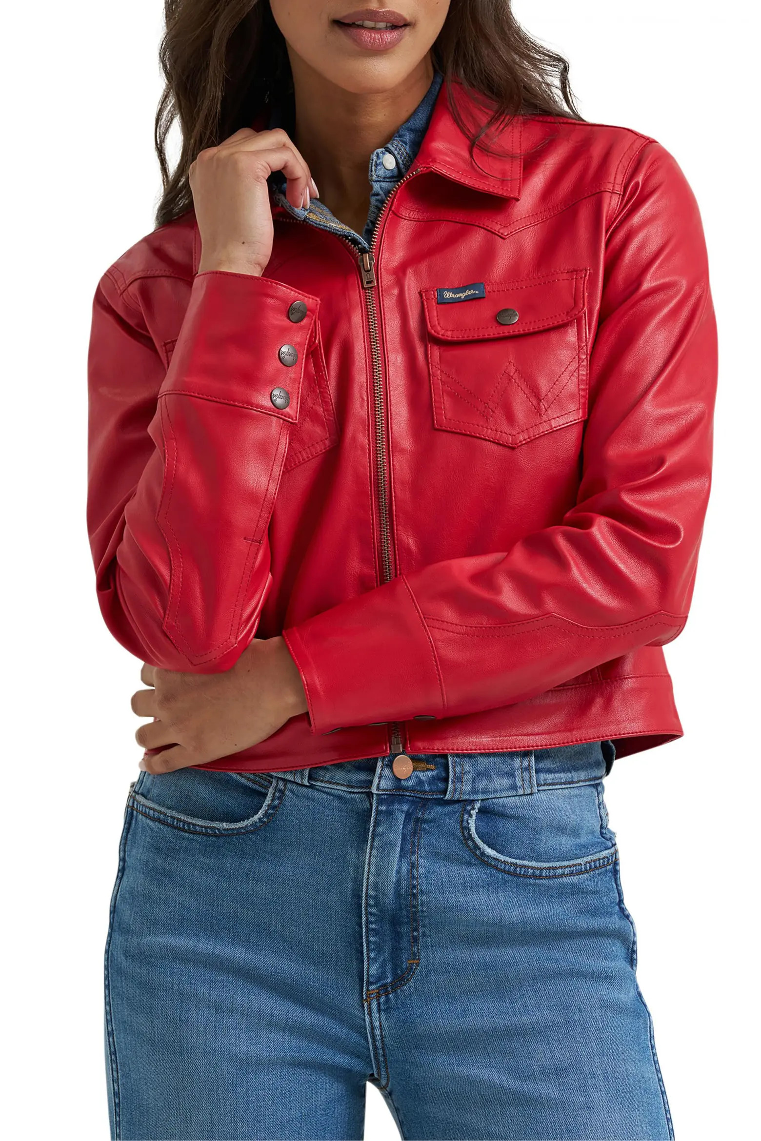 Wrangler Slim Seamed Faux Leather Jacket (Women) | Nordstrom | Nordstrom