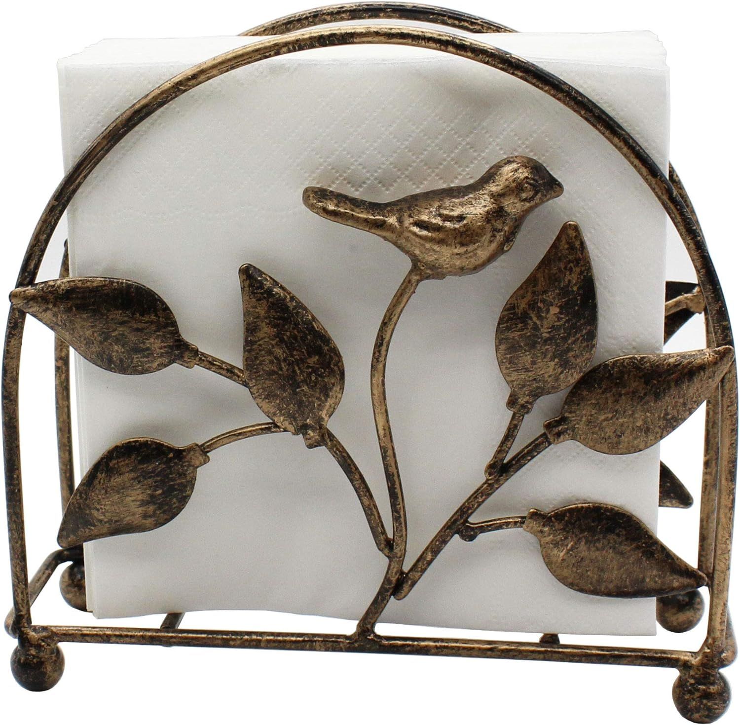 Cast Iron Bird & Tree Classic Napkin Holder/Tabletop Freestanding Tissue Dispenser, Bronze | Amazon (US)