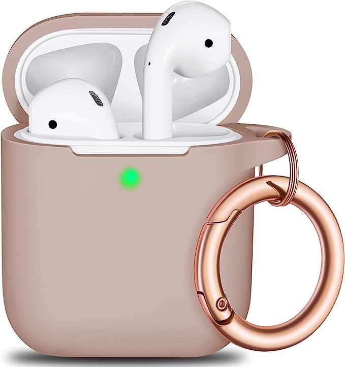 R-fun AirPods Case Cover with Rosegold Keychain, Silicone Protective Skin Cover for Women Girl wi... | Amazon (US)